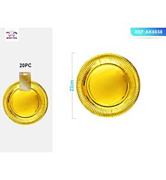 PIATTI MONOUSO METALLIZZATO - ORO 23CM - 20PZ