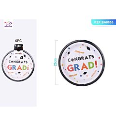PIATTI PER LAUREA - CONGRATS BIANCO & NERO 23CM - 6PZ