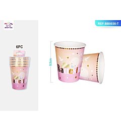 BICCHIERI MONOUSO - BATTESIMO ROSA - 6PZ