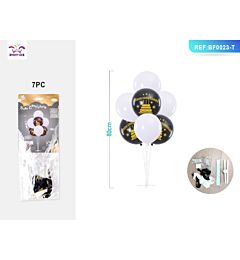SET PALLONCINI CON BASE - BUON COMPLEANNO NERO BIANCO - 7PZParty Go