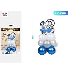 SET PALLONCINI ARGENTO & BLU - NUMERO 18 - 80CM