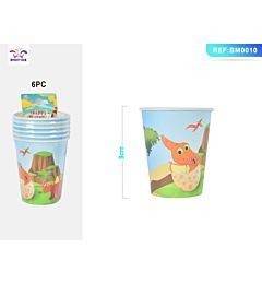 BICCHIERI MONOUSO CON DINOSAURO - 6PZ