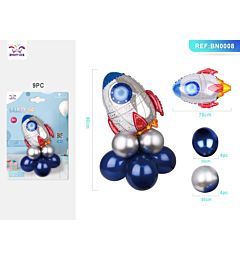 SET PALLONCINI RAZZO SPAZIALE - BLU - 9PZParty Go