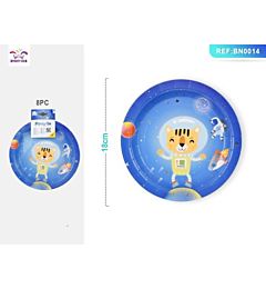 PIATTI MONOUSO CON ASTRONAUTA GATTO 18CM - 8PZParty Go