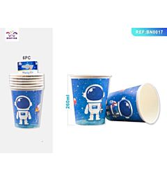 BICCHIERI MONOUSO - ASTRONAUTA BLU - 6PZ