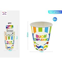 BICCHIERI COLORATI - BUON COMPLEANNO - 6PZParty Go
