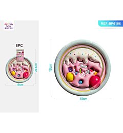 PIATTI CON DISEGNO 3D - HAPPY BIRTHDAY 18CM - 8PZParty Go