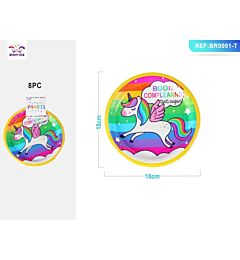 PIATTI CON UNICORNO - BUON COMPLEANNO 18CM - 8PZParty Go
