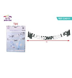 FESTONE BUON COMPLEANNO CON NAPPE - ARGENTO - 3MParty Go
