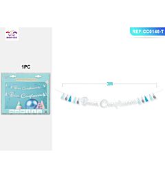 FESTONE BUON COMPLEANNO - NAPPE ARGENTO & BLU - 3MParty Go