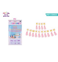FESTONE BUONCOMPLEANNO CON NAPPE - ROSAParty Go