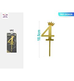 DECORAZIONI PER TORTE - ORO N,4 - 1PZParty Go
