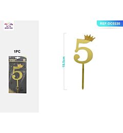 DECORAZIONI PER TORTE - ORO N,5 - 1PZParty Go