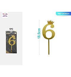 DECORAZIONI PER TORTE - ORO N,6 - 1PZParty Go