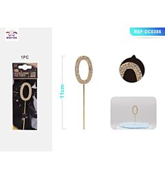 DECORAZIONE PER TORTE CON DIAMANTI - N,0 ORO - 1PZParty Go