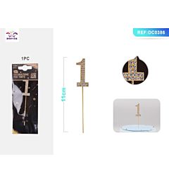 DECORAZIONE PER TORTE CON DIAMANTI - N,1 ORO - 1PZParty Go