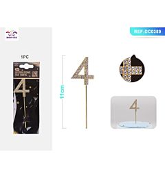 DECORAZIONE PER TORTE CON DIAMANTI - N,4 ORO - 1PZParty Go