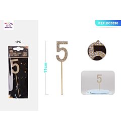 DECORAZIONE PER TORTE CON DIAMANTI - N,5 ORO - 1PZParty Go