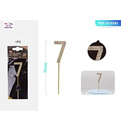 DECORAZIONE PER TORTE CON DIAMANTI - N,7 ORO - 1PZParty Go