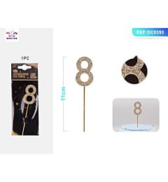 DECORAZIONE PER TORTE CON DIAMANTI - N,8 ORO - 1PZ