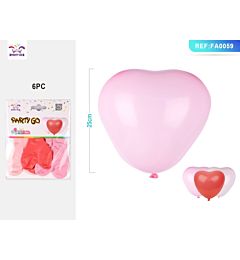 PALLONCINI A CUORE ROSA 25CM - 6PZ