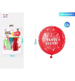 PALLONCINI - TANTI AUGURI - COLORI MISTI - 6PZ