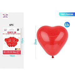 PALLONCINI A CUORE - ROSSO - 6PZ