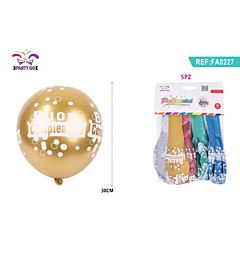 PALLONCINI A POIS METALLIZZATI - BUON COMPLEANNO - 5PZParty Go