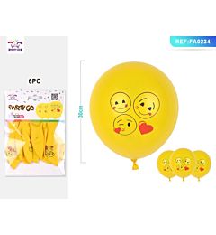PALLONCINI CON EMOJI GIALLO 30CM - 6PZParty Go