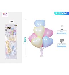 SET PALLONCINI A CUORE CON BASE 85CM - COLORI MISTI - 7PZParty Go