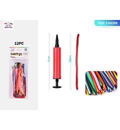 PALLONCINI TORCIGLIONI + POMPA - COLORI MISTI 12PZParty Go