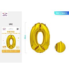 PALLONCINO MYLAR 40CM - NUMERO 0 ORO - 1PZParty Go