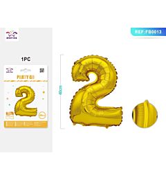 PALLONCINO MYLAR 40CM - NUMERO 2 ORO - 1PZParty Go