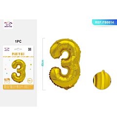 PALLONCINO MYLAR 40CM - NUMERO 3 ORO - 1PZParty Go