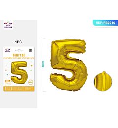 PALLONCINO MYLAR 40CM - NUMERO 5 ORO - 1PZParty Go