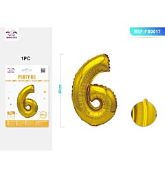 PALLONCINO MYLAR 40CM - NUMERO 6 ORO - 1PZParty Go