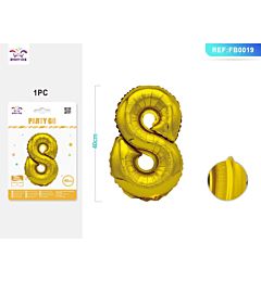 PALLONCINO MYLAR 40CM - NUMERO 8 ORO - 1PZParty Go
