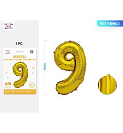 PALLONCINO MYLAR 40CM - NUMERO 9 ORO - 1PZParty Go