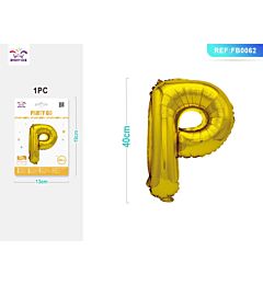 PALLONCINO MYLAR 40CM - LETTERA "P" ORO - 1PZParty Go