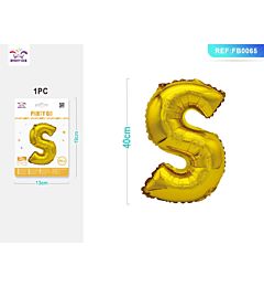 PALLONCINO MYLAR 40CM - LETTERA "S" ORO - 1PZParty Go