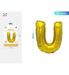 PALLONCINO MYLAR 40CM - LETTERA "U" ORO - 1PZParty Go