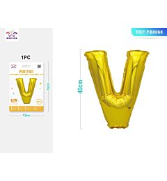 PALLONCINO MYLAR 40CM - LETTERA "V" ORO - 1PZParty Go