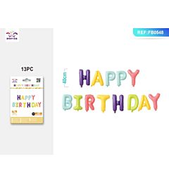 SET PALLONCINI MYLAR - LETTERE HAPPY BIRTHDAY - 40CM