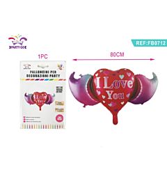 PALLONCINO MYLAR A CUORE - I LOVE YOU ROSSO - 80CMParty Go