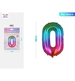 PALLONCINO MYLAR 40CM - NUMERO 0 MULTICOLOR - 1PZParty Go