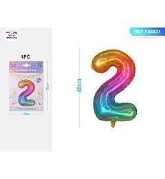 PALLONCINO MYLAR 40CM - NUMERO 2 MULTICOLOR - 1PZParty Go