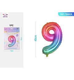 PALLONCINO MYLAR 40CM - NUMERO 9 MULTICOLOR - 1PZParty Go
