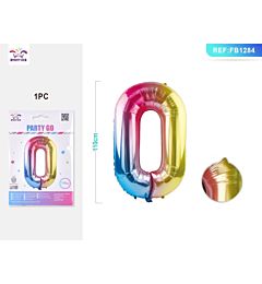 PALLONCINO MYLAR 110CM - NUMERO 0 MULTICOLOR - 1PZParty Go