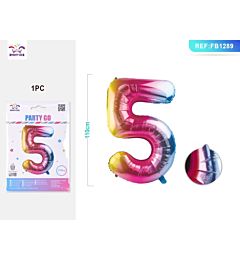 PALLONCINO MYLAR 110CM - NUMERO 5 MULTICOLOR - 1PZ