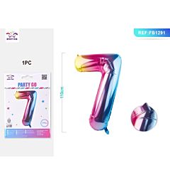 PALLONCINO MYLAR 110CM - NUMERO 7 MULTICOLOR - 1PZ